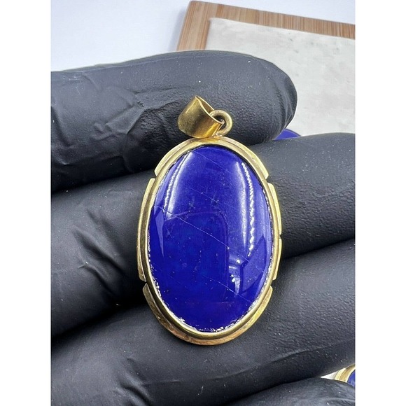 1 lapis lazuli Pendants Handmade Gold Brass Mine 4 Dark Blue Jewelry - Picture 6 of 11
